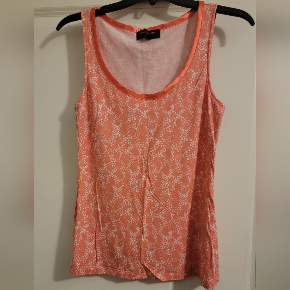Banana Republic, size small, luxe touch satin trim tank top, orange and cream